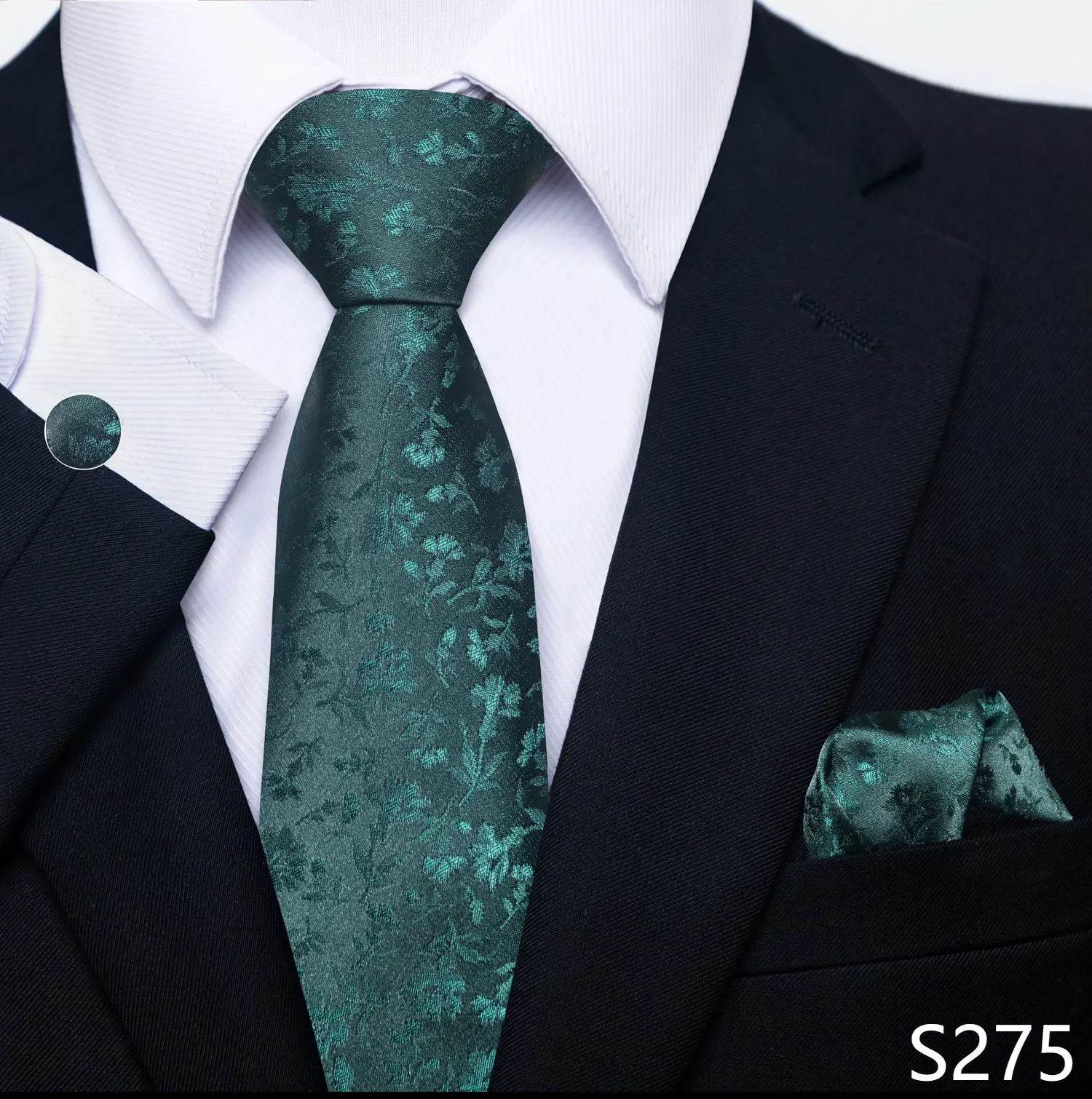 Neue Stil Mode Marke Krawatte Für Männer Grün Floral Krawatte Einstecktücher Manschettenknöpfe Set Krawatte Anzug Zubehör Fit Formale Party – Detail 28