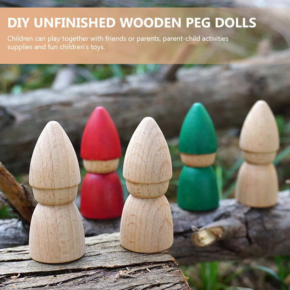 8個入り 未完成ペグ DIYペイントクラフト 子供用画材 無塗装装飾サンドテーブル木製ペグクラフト