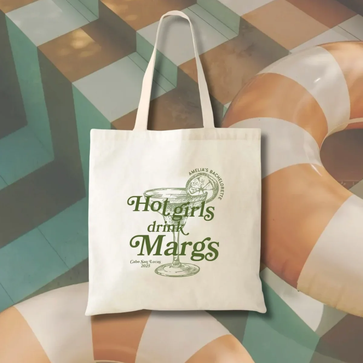 Hot Girls Drink Margs Tote - Margs And Matrimony Tote - Pool Bachelorette - Bridesmaid Gifts -Trendy Bachelorette - Margarita To