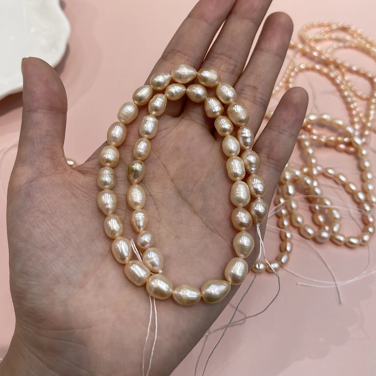 Natürliche Süßwasserperle, orangefarbener Faden, Perle für die Schmuckherstellung, DIY-Halskette, Armband, Ketten, Ohrringe, Zubehör – Detail 6