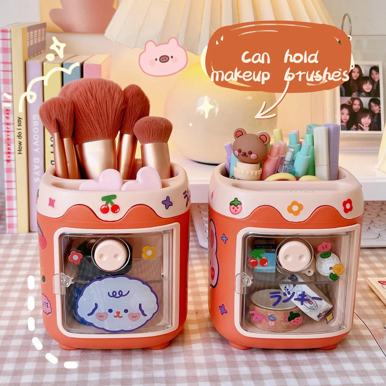 Creatieve Multi-Raster Pig Pennenhouder Desk Organizer Leuke Multi-Functionele Bureau Briefpapier Penhouder Potlood Stand organiser