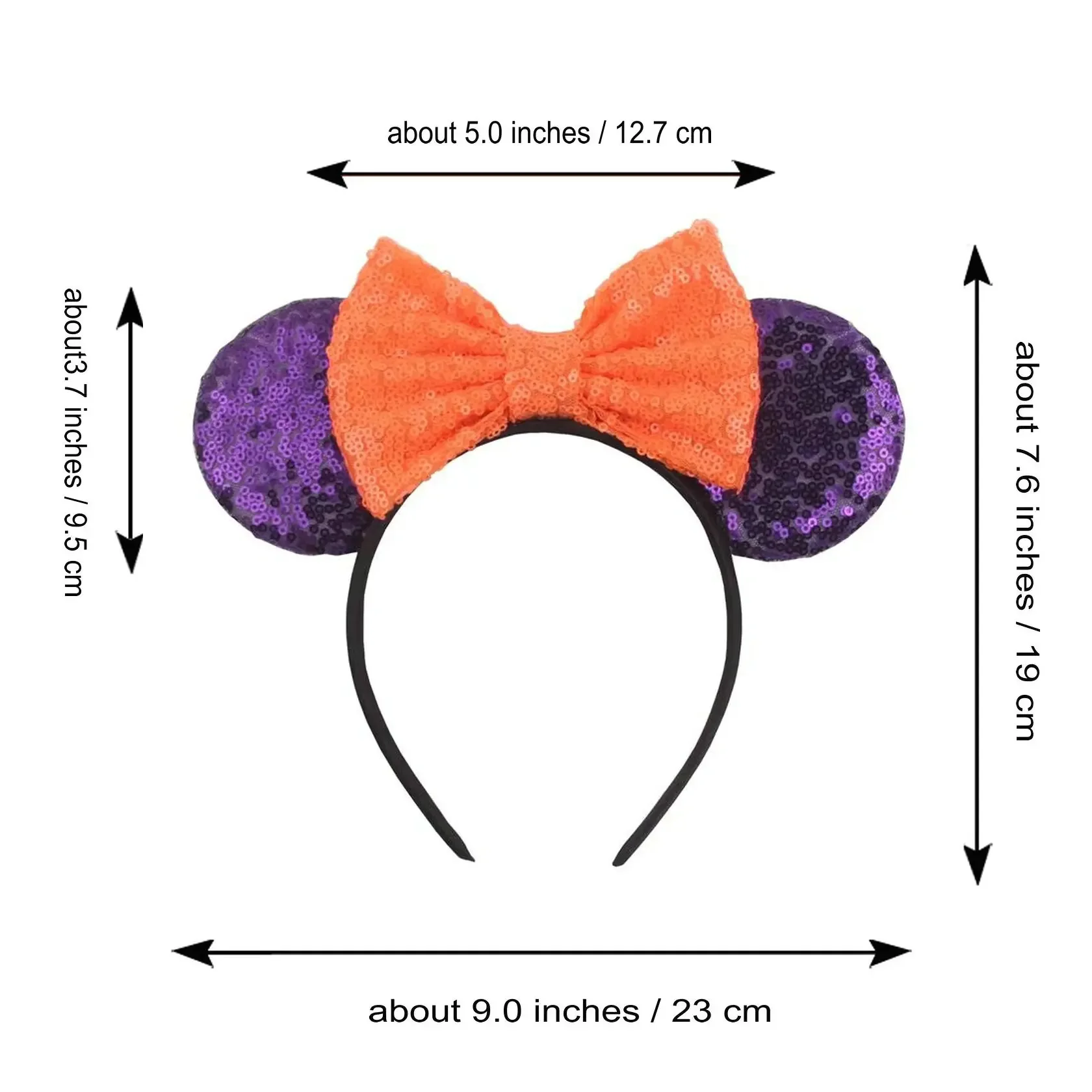 Halloween Purple Colors Mouse Ears fascia per capelli Festival con paillettes Bow Hairband Party Cosplay accessori per capelli per ragazze bambini