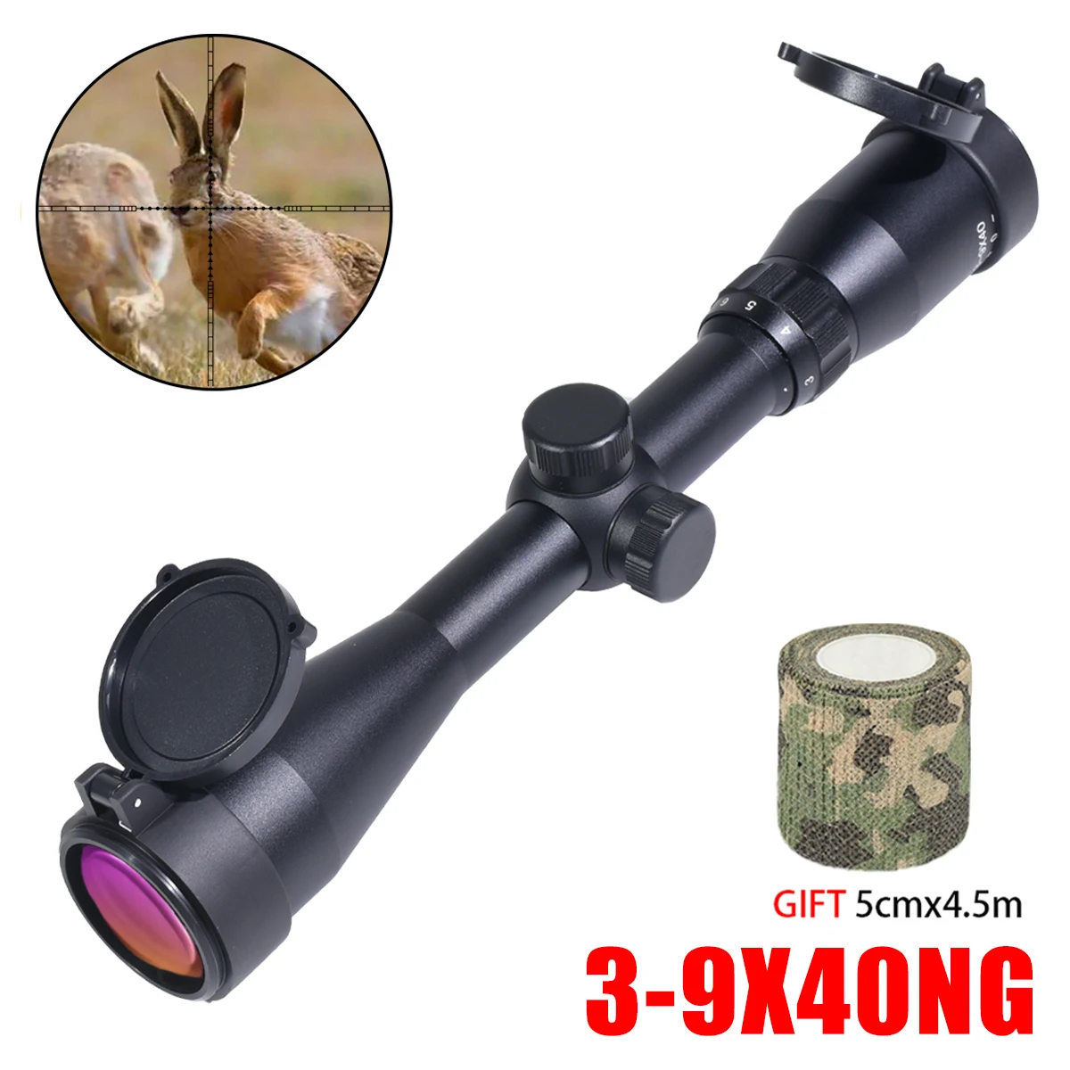 3-9x40NG Tactical Cross-Hair Reticle Optical Rifle Scope Precise Shooting Scope Airsoft Hunting Riflescope 11mm/20mm Rail Mount