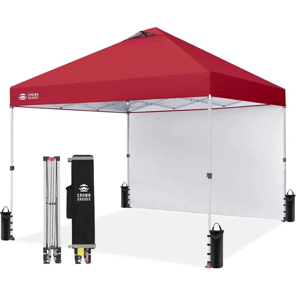 

12x12 Commercial Tent with 150D Silver Fabric, Removable Side, 4 Ropes, 8 Stakes, Weight Bags, and STO'N Go Bag in Red
