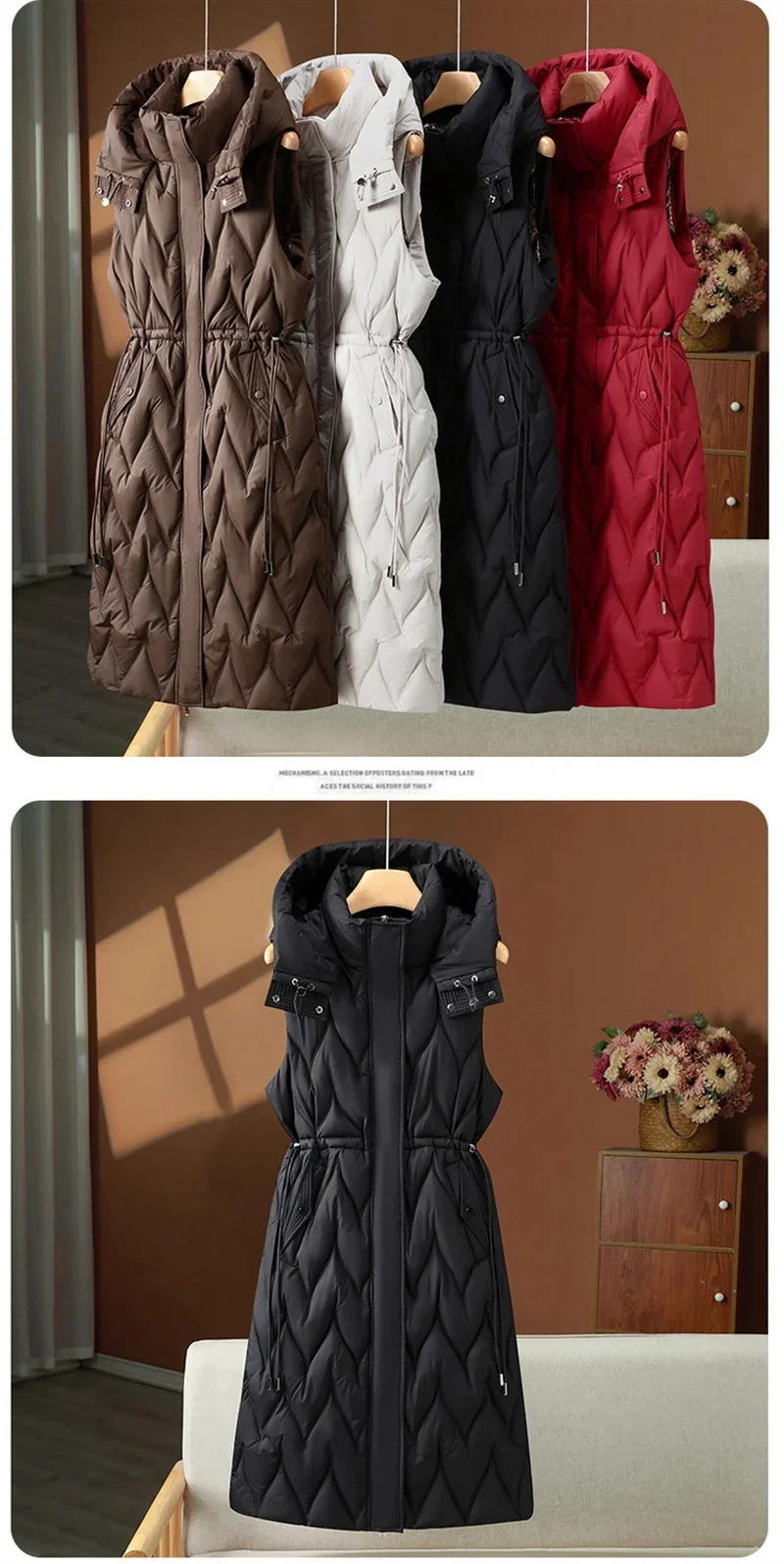 

Autumn Winter Down Cotton Vest Women Parka Thick Warm Sleeveless Hooded Jacket Female Outerwear Waistcoat Chaleco Mujer