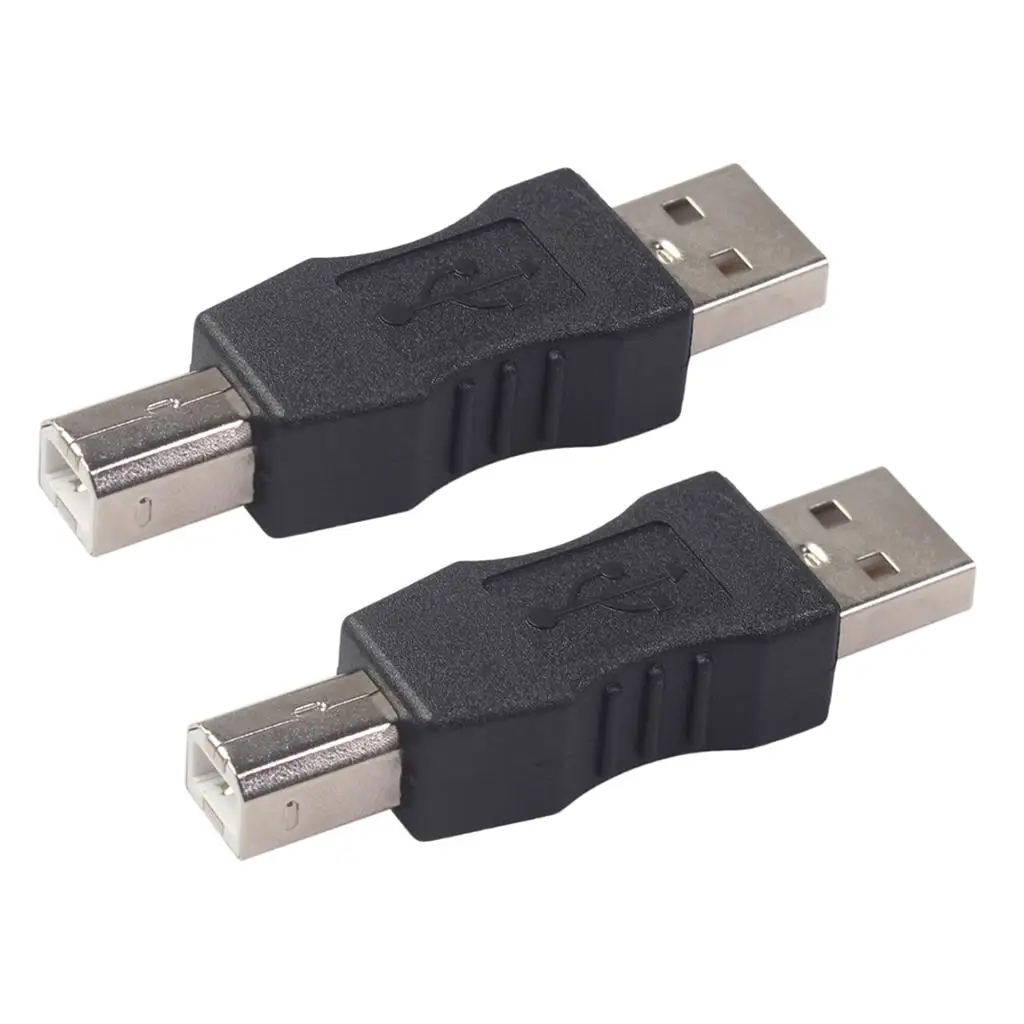 2 Packs Plastic USB Type A Male to USB Type B Male Printer Adapter Converter