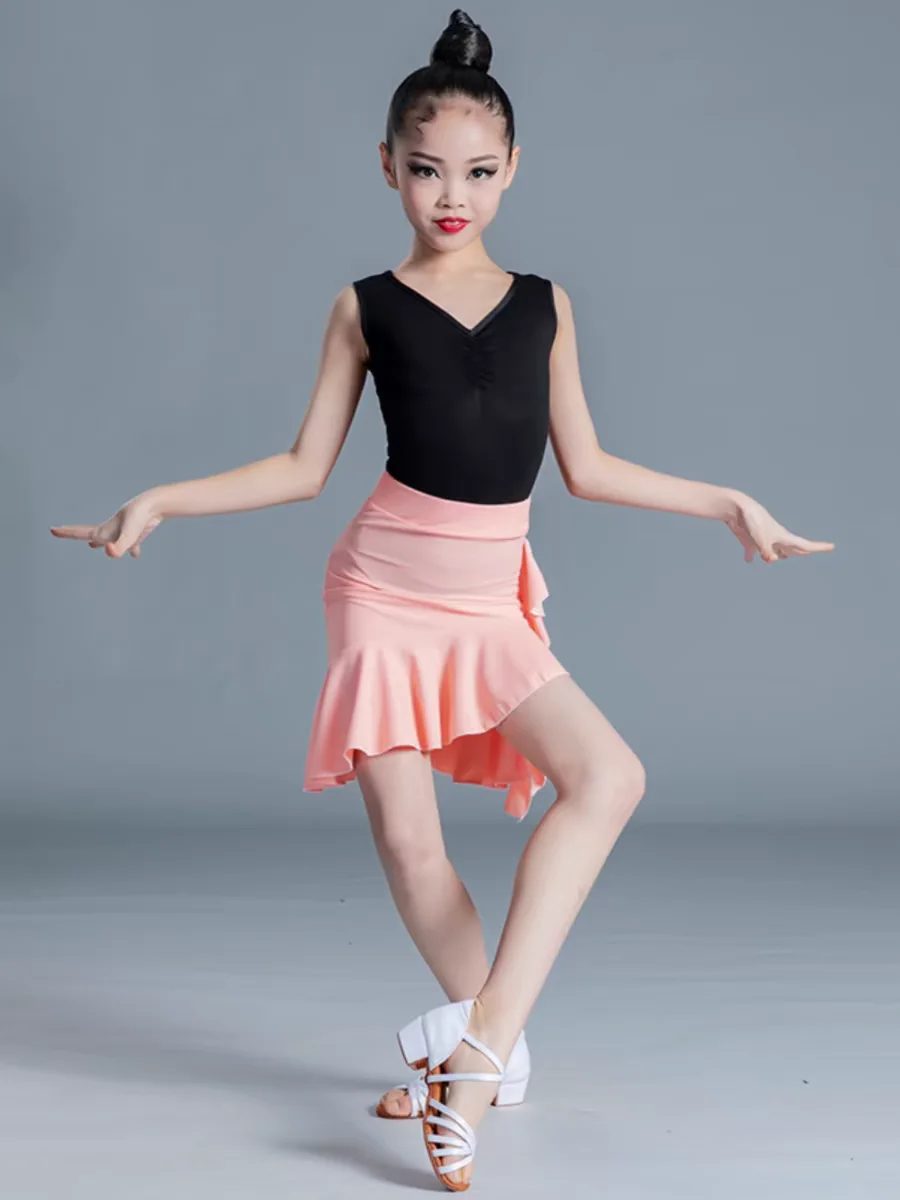 Latin Dance Costumes For Girls Modern Competition Kids Latin Dance top skirt Childen Vestidos Tango Salsa Stage Cha Cha Ballroom