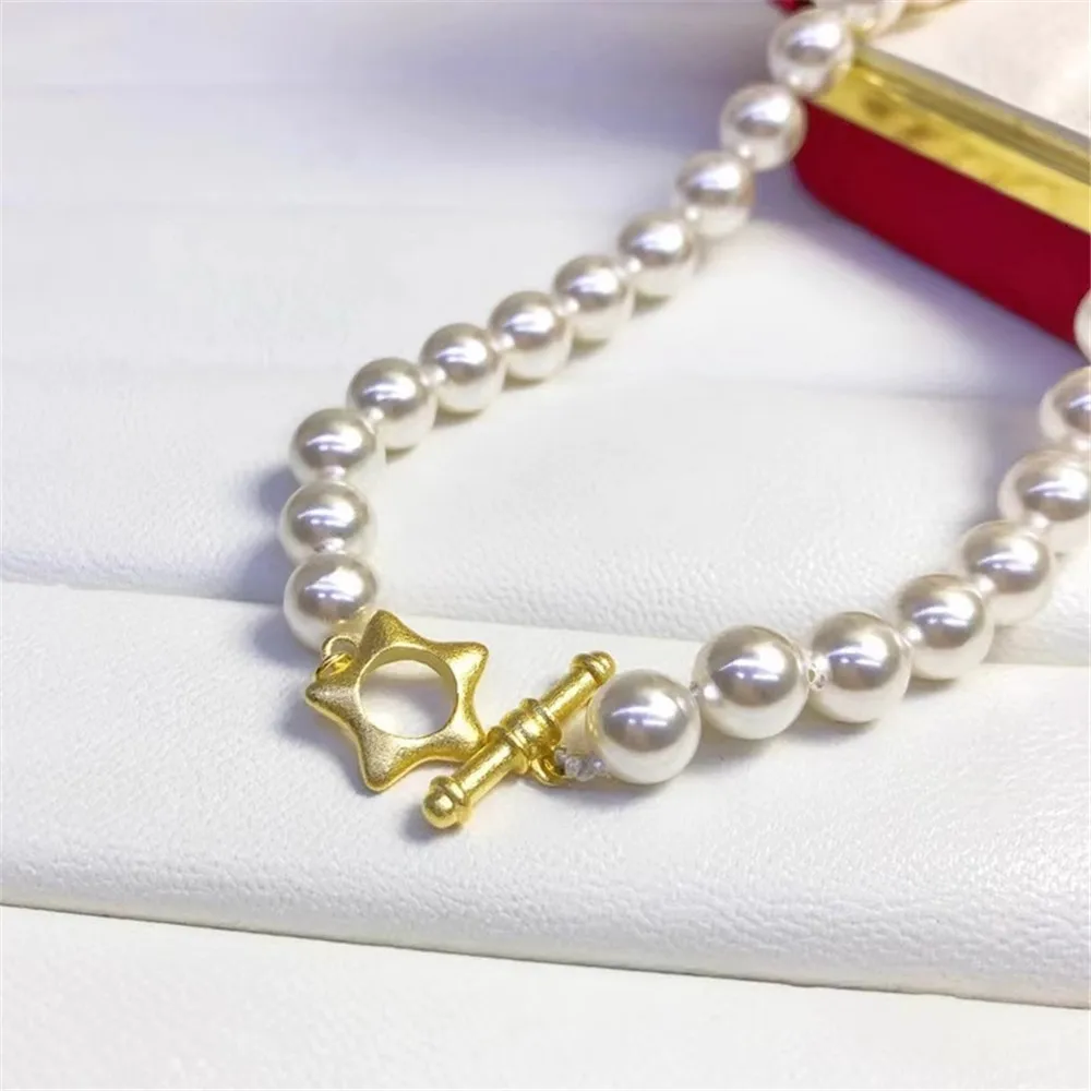 DIY Pearl OT Clasps Accessories S925 Sterling Silver Single Breasted Fashion Sweater Chain Necklace Handmade Beaded Buckle K033