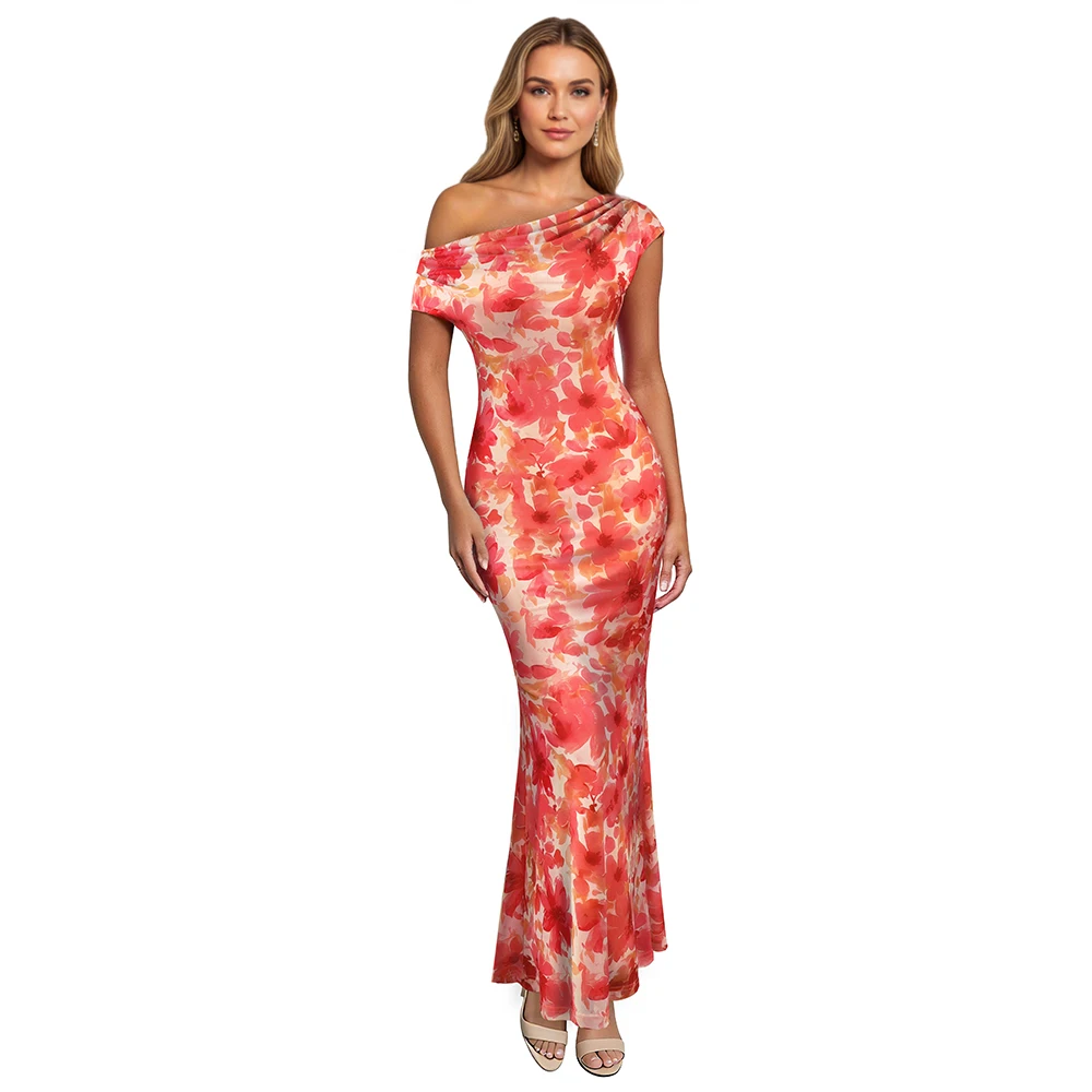 Vfemage Womens One Shoulder Bodycon Sexy Off Shoulder Cowl Neck Slim Formal Cocktail Evening Wedding Party Maxi Long Dress 12266