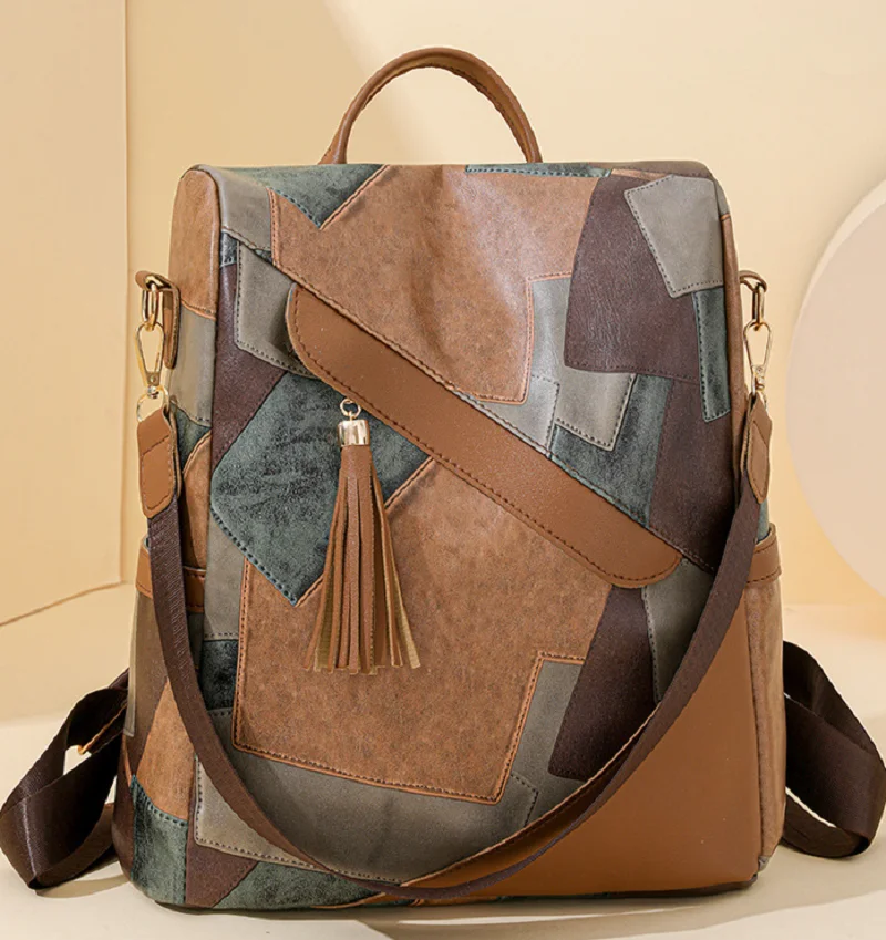 

Korean Fashion Large Capacity Anti Theft Travel Backpacks Women's Tassel Designer Leather Shoulder Bags Totes Schoolbag Rucksack