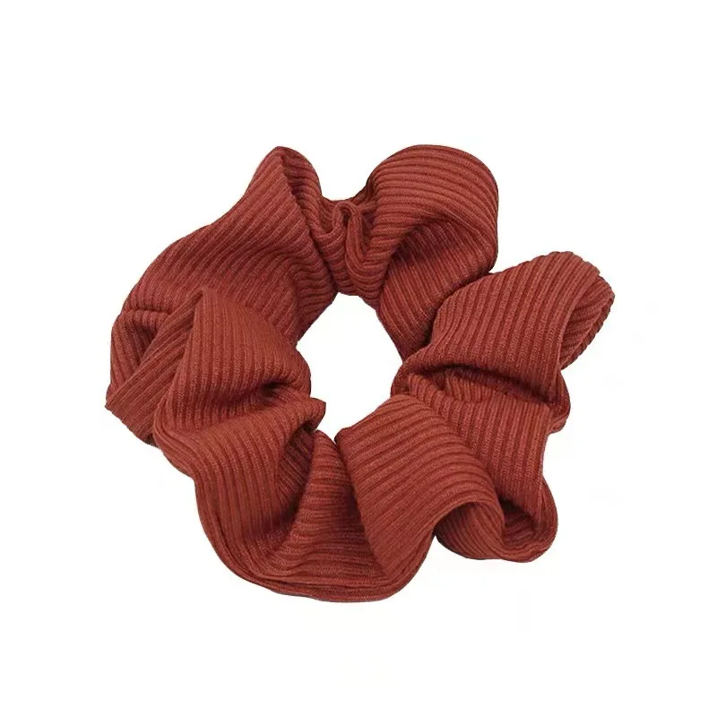 Spring Summer Solid Color Scrunchies Elegant Girls Knitting Cotton Large Hair Ties Ropes Korean Simple White Green Ponytail Gum