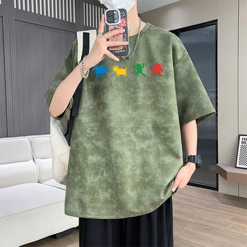 

Летняя футболка для активного отдыха на природе: свободная и удобная, с круглым вырезом, быстросохнущая, для мужчин, модная и стильная, с принтом.