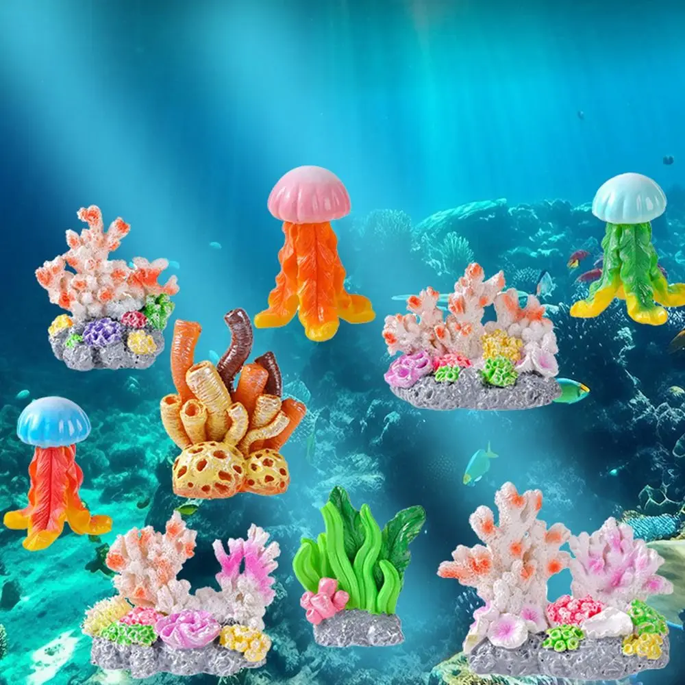 Resin Simulated Underwater Coral Cute Micro Landscape Multicolor Desktop Knick-knack Adornment Accessories Miniature Jellyfish