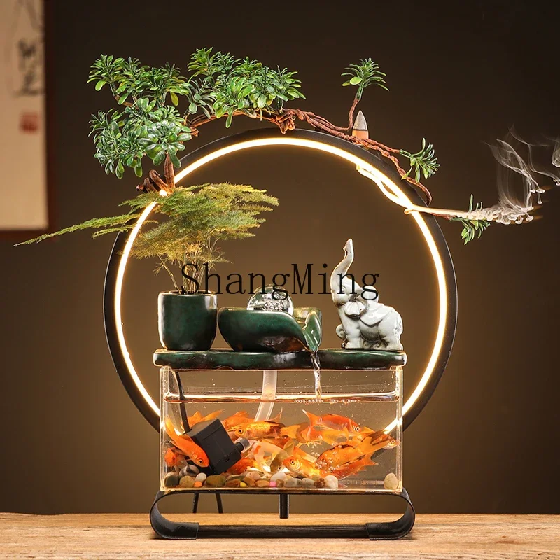 

CL transparent fish tank creative running water ornament circulating water household