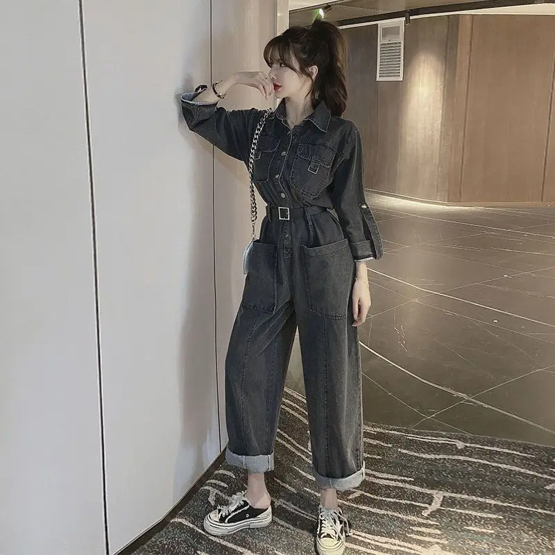 Lente- en zomermode nieuwe damesjumpsuit losse woon-werkkleding denim jumpsuit