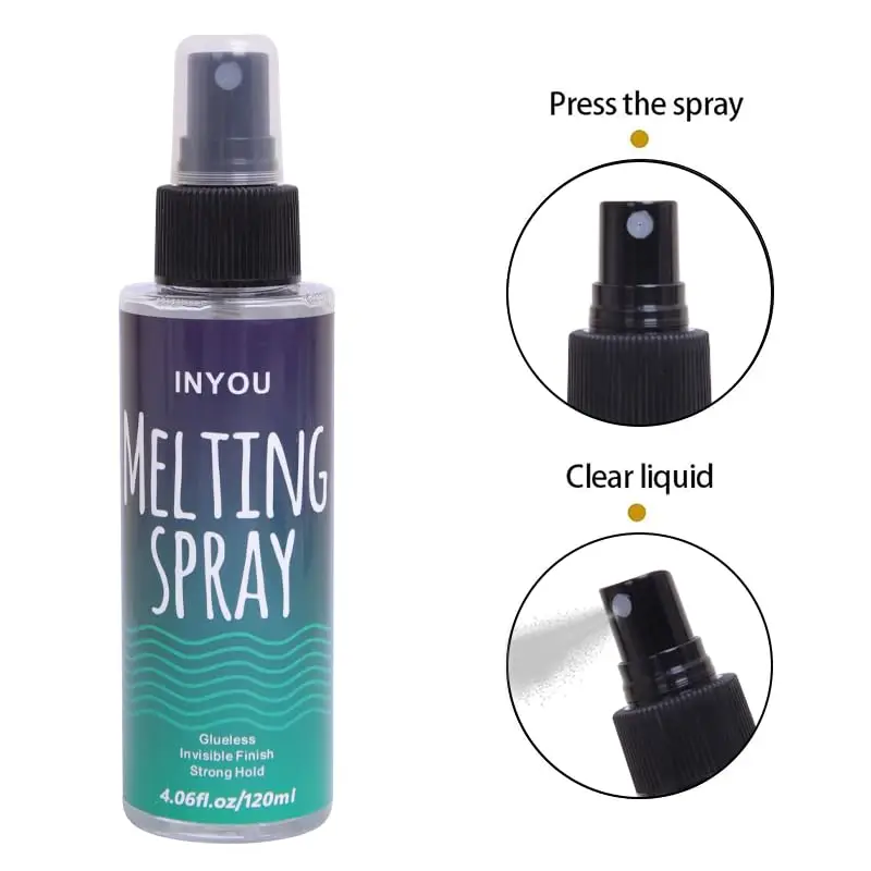 120ML/4.06OZ Lace Melting and Holding Spray Glue-Less Hair Adhesive for Wigs Strong Natural Finishing Hold with Control