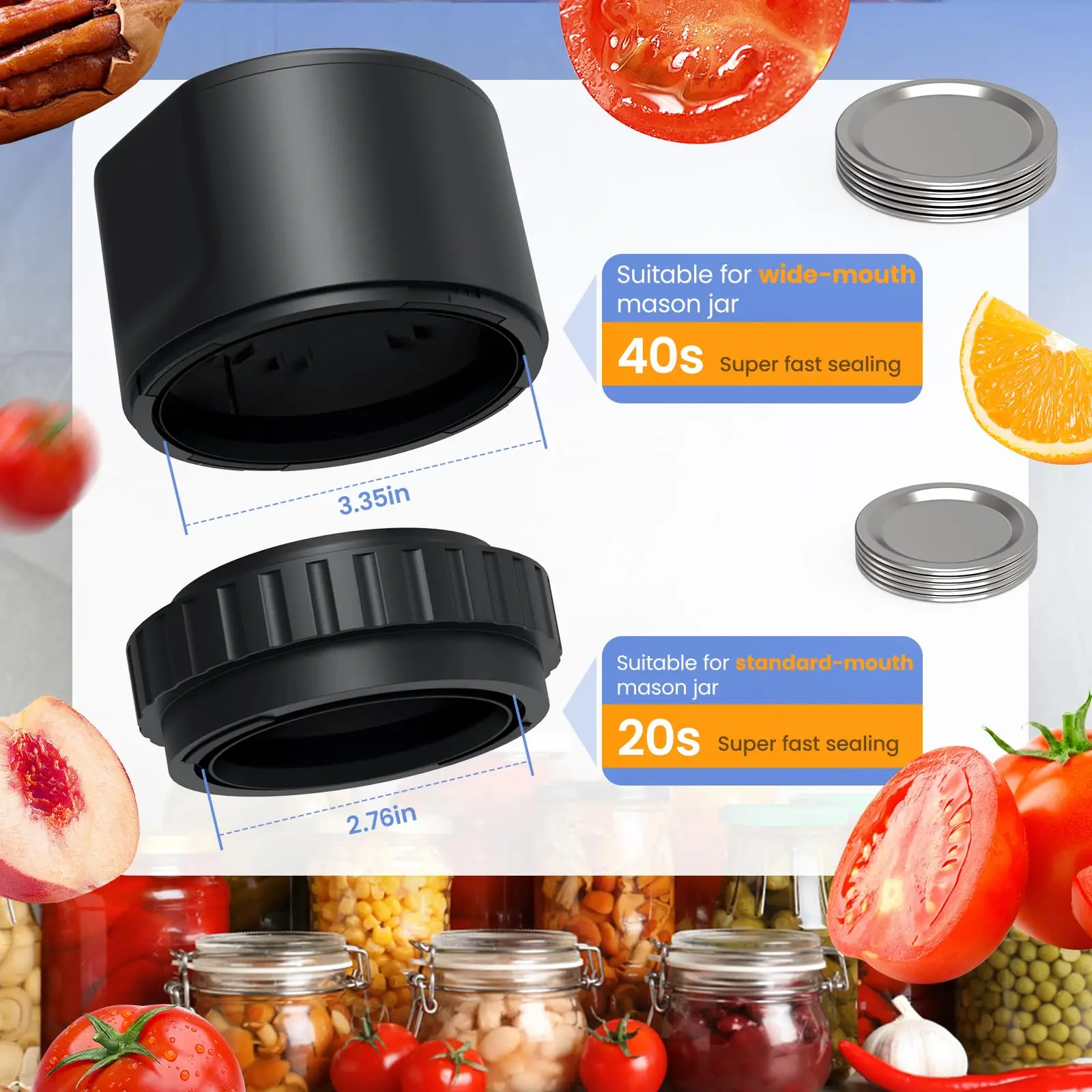 جرة ميسون الكهربائية فراغ السدادة اللاسلكي لتعليب الجرار واسعة ومنتظمة الفم ميسون الأغطية فراغ آلة الختم تخزين المواد الغذائية