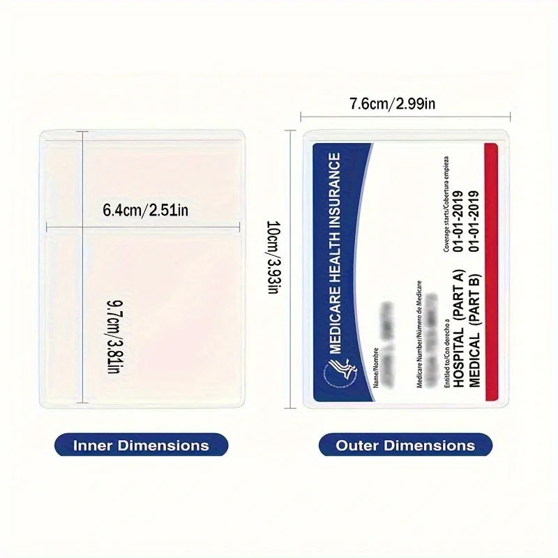 10 housses de protection classiques pour cartes étanches en PVC, sac de rangement transparent souple, adapté à la sécurité sociale/assurance médicale/cr