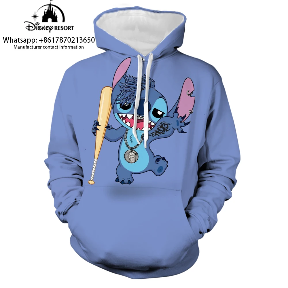 Sudadera con capucha de Lilo y Stitch para niño y mujer, suéter informal con estampado 3D, estilo callejero, y2k, Primavera, 2024