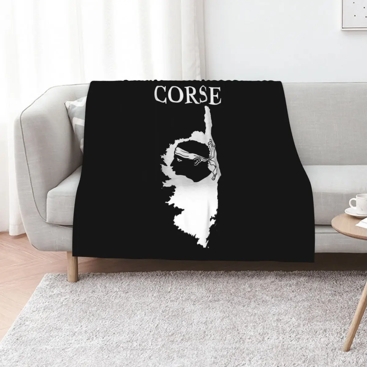 Corsica (Corse) Map, France, French Region. Throw Blanket All Weather Soft Throw Blanket for Sofa