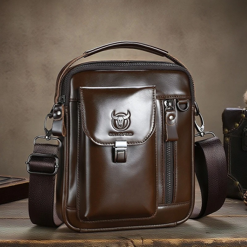 

New Men's bag genuine leather shoulder bag for husband, fashionable luxury designer crossbody bag, large capacity travel bags