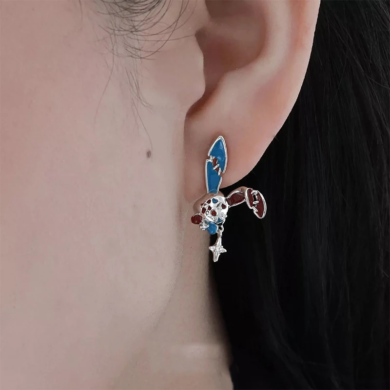 Copper Alloy Material Jewelry Accessories, Unique Rabbit Clown Hat Stud Earrings for Women Men, Sparkle Star Accent Birthday Gif