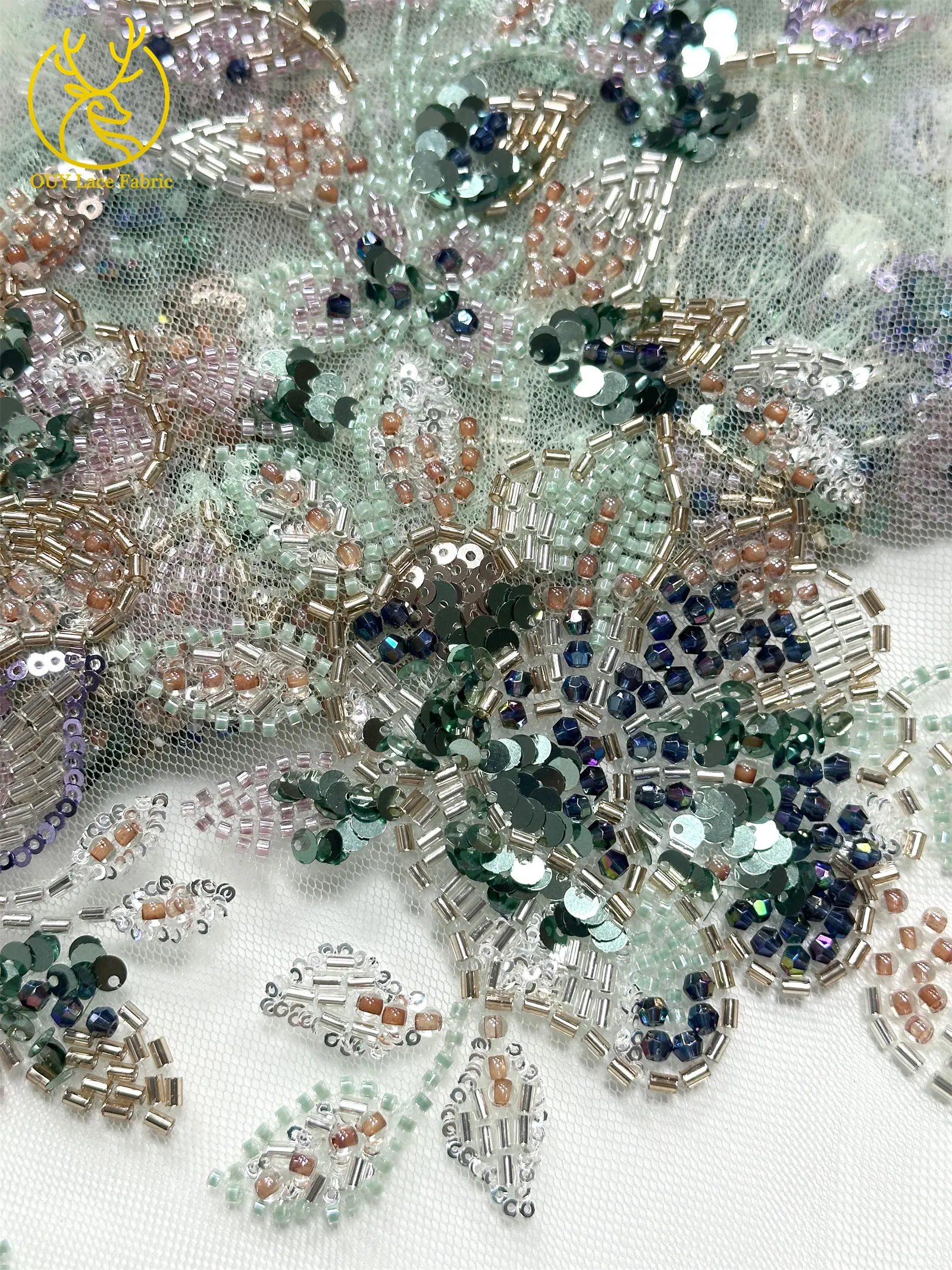 Elegantes neues Design, nigerianischer handgefertigter, stark perlenbesetzter Spitzenstoff, luxuriöse afrikanische französische Pailletten-Spitze für Damen-Partykleider zum Nähen – Detail 20