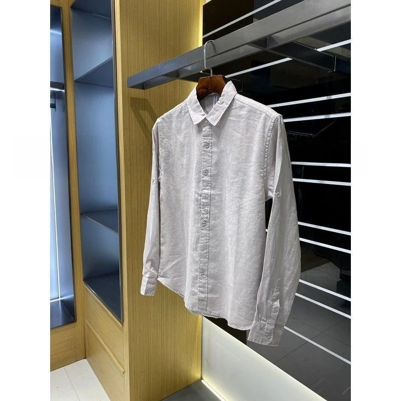 

Высококачественные льняные хлопковые мужские длинные све irt, весенне-осенние, Новое поступление, дышащие, удобные, модные, повседневные, с завышенной талией