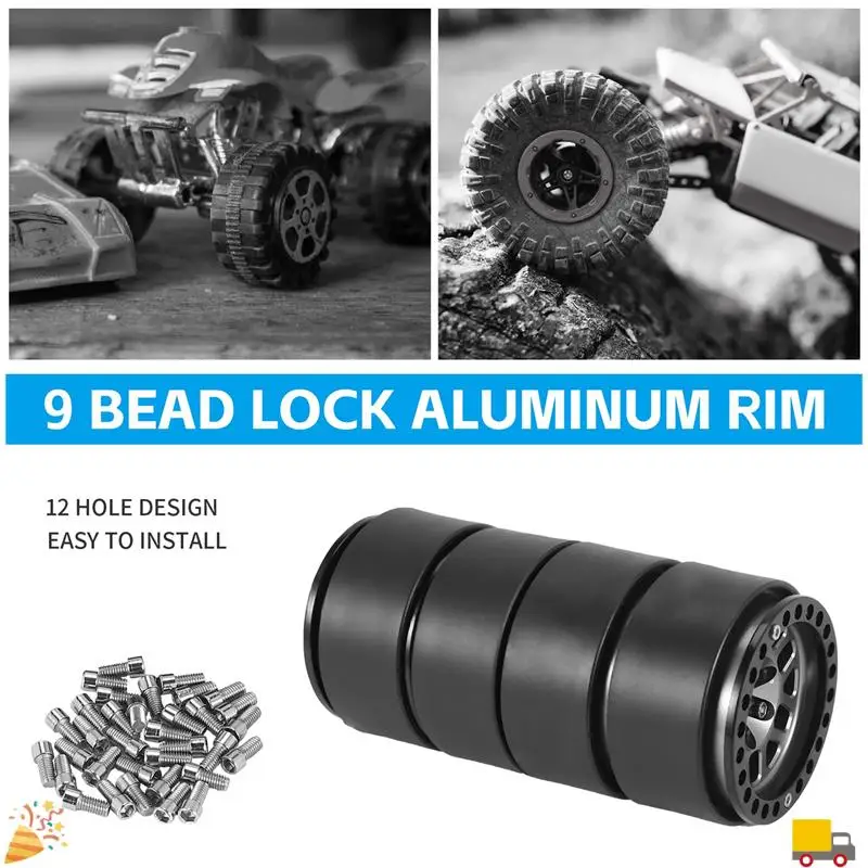

4PCS 1.9 Metal Beadlock 12 Hole Wheel Hub Rims For 1/10 RC Crawler Axial SCX10 90046 AXI03007 Traxxas TRX4 D90