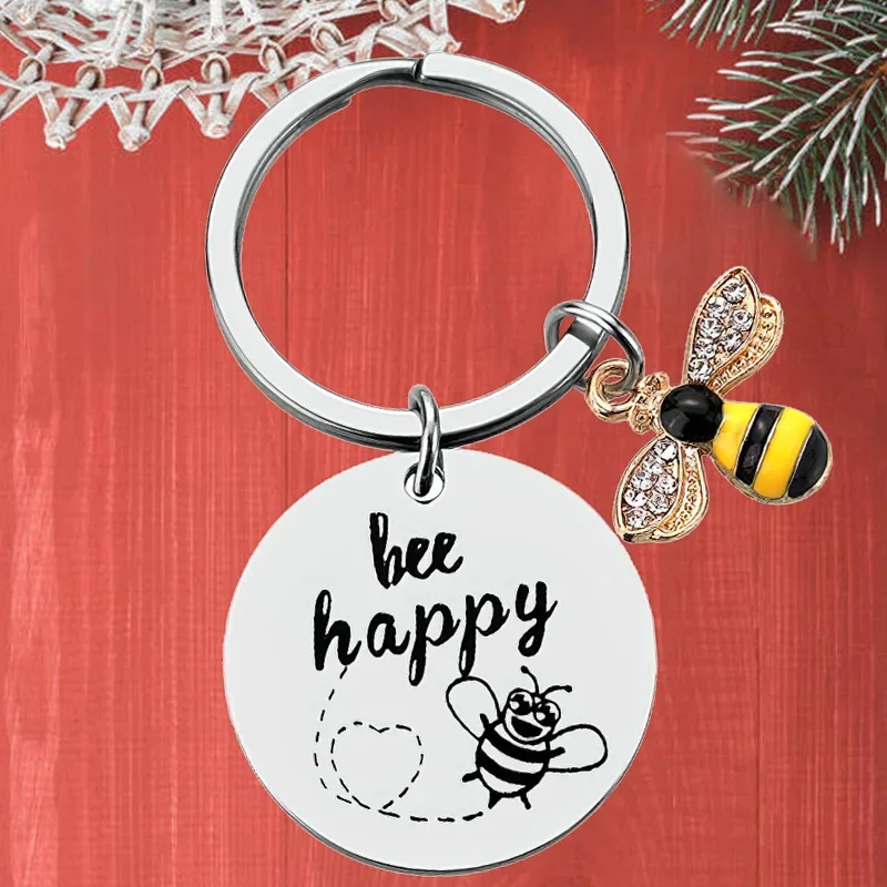 

Metal Teacher's Day Keychain Pendant Honey Bee Key Chains Keyrings Teacher Appreciation Gift