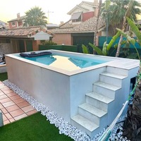 Custom Luxury Small Sized 20ft 40ft Container Fiberglass Outdoor Swimming Pools Factory Custom Large Outdoor Swim Spa Pool
