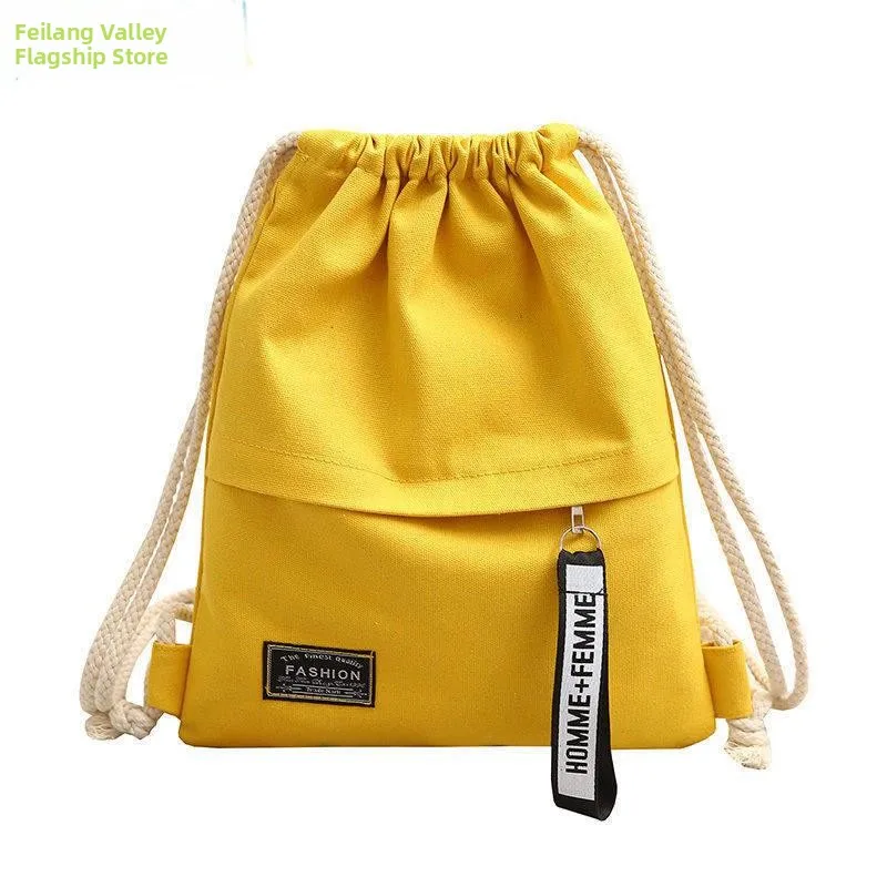 

Canvas Drawstring Backpack Unisex Lightweight Waterproof Shoulder Bag with Pouch Soft British Style Backpack for Students And...