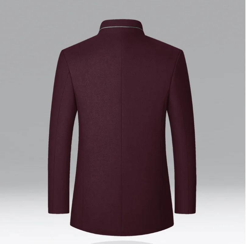 Autumn/Winter Men's Solid-Colour Wool-BlendJacket European Sizing FashionableStand Collar Non-IronTrendyBusiness-CasualOuterwear