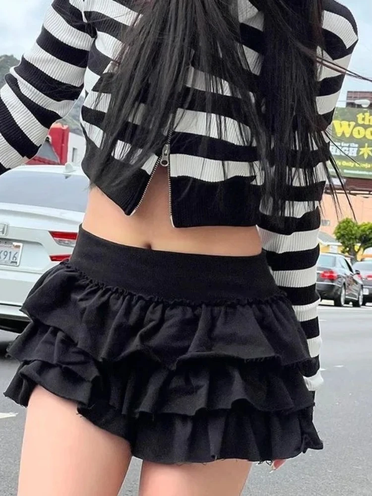 

Solid Color Hot Girls Women's Skirt Sexy Slim Lace Pleated Sweet Cool Skirt Summer A-line Cake Silhouette Street Style Skirt