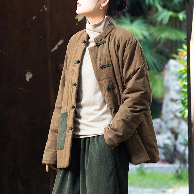 

Женское этническое пальто на пуговицах Thiened Cotton Jaet, осень-зима, новое цветное долговечное женское пальто