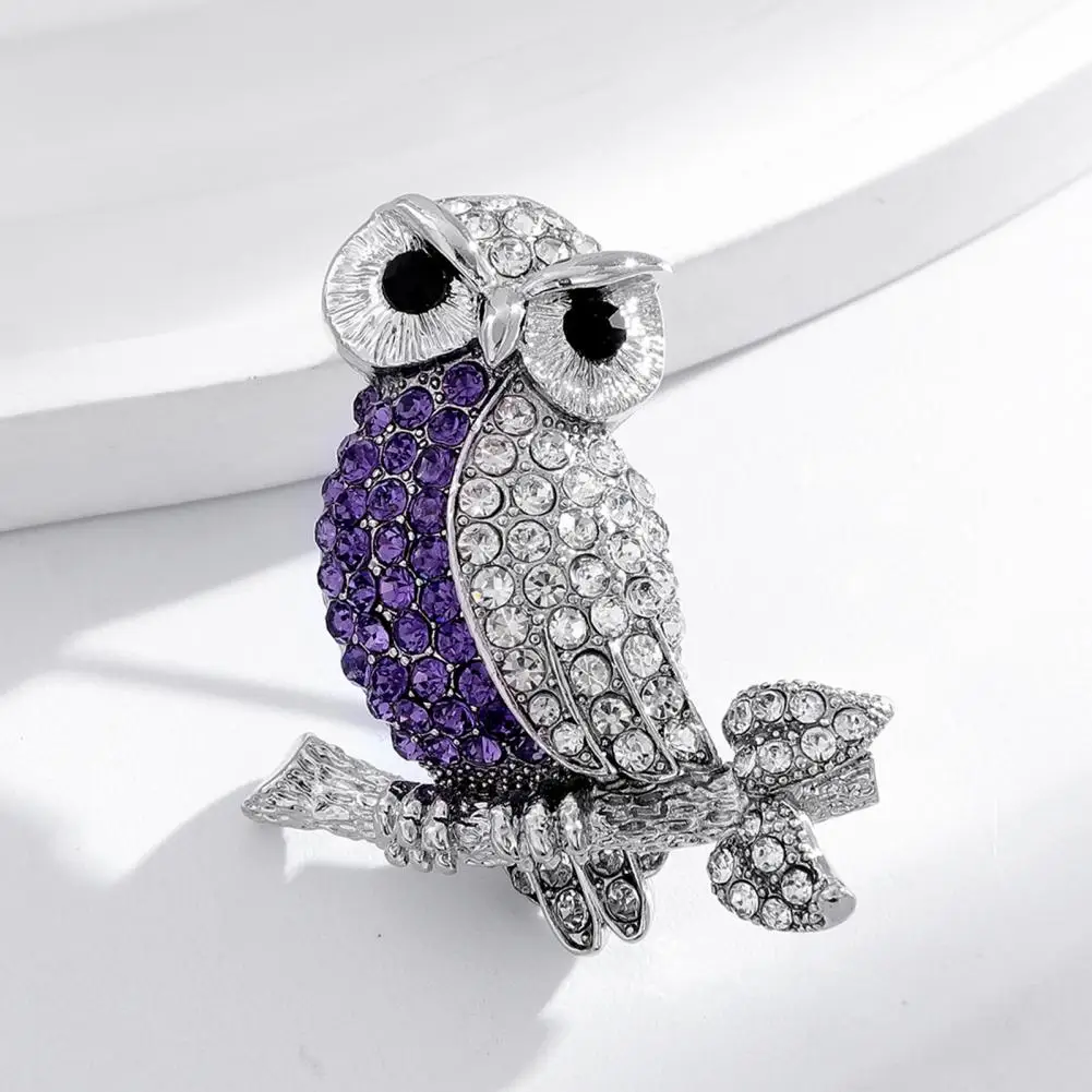 Themed Pin Rhinestone Owl Brooch Pin Alloy Bird Lapel Pin Animal Decorative Jewelry Accessory for Suits Coats Bags Women Men