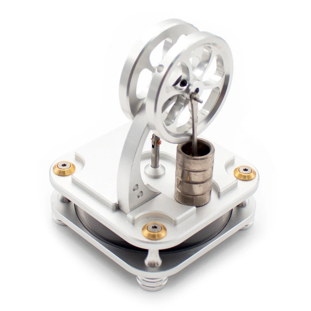 Modelo de motor Stirling totalmente de Metal, cilindro de potencia de Metal, Base cuadrada, motor Stirling de baja temperatura, D16-C