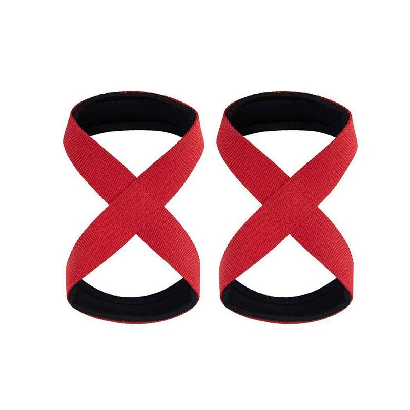 2Pcs Padded Figure 8 Straps Deadlift Weight Lifting Wrist Straps Anti-Slip Sport Fitness Power Lifters Workout Pull-ups Straps
