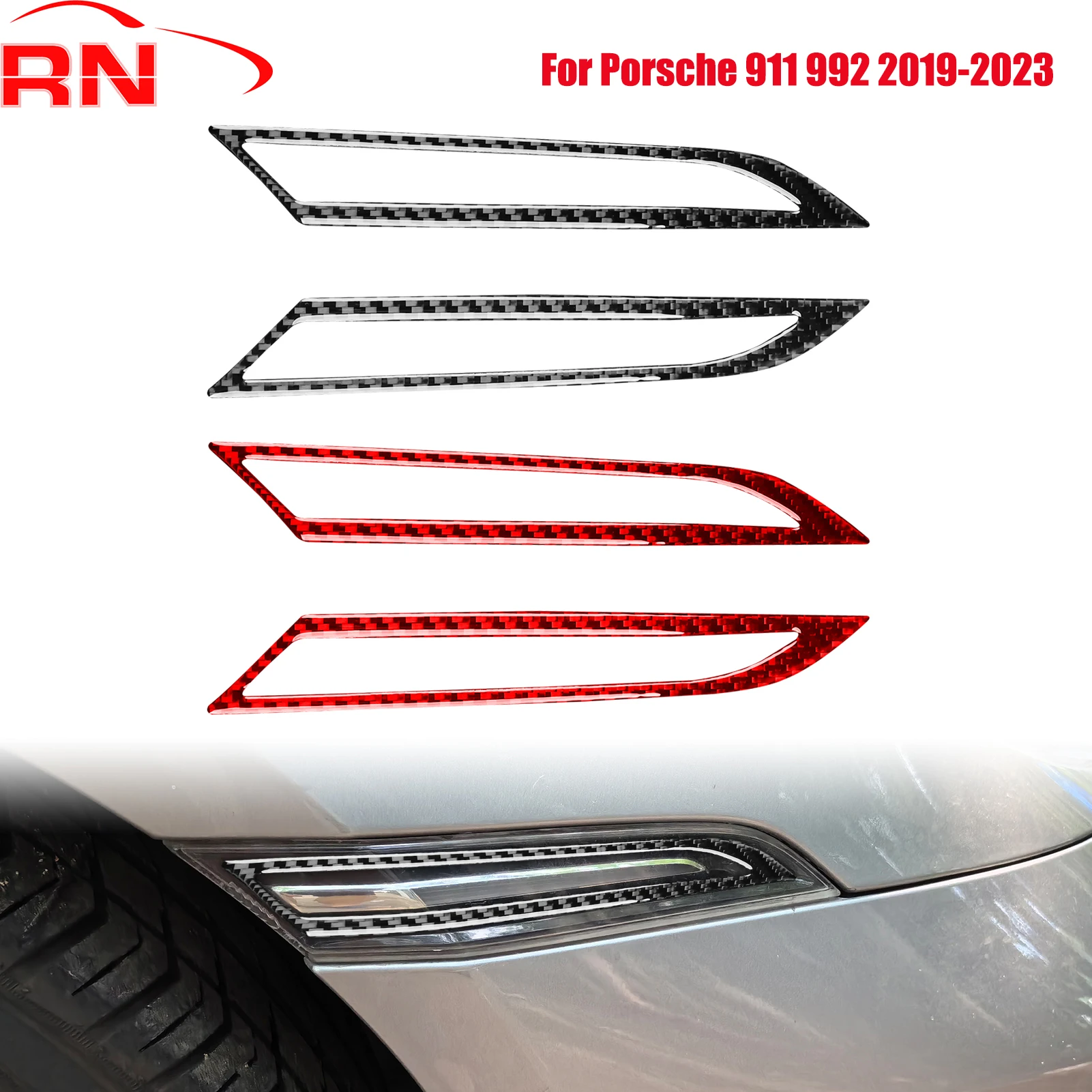 

Для Porsche 911 992 2019-2023 преобразование из углеродного волокна автомобиля передний указатель поворота аксессуары фортепиано черный декоративная наклейка