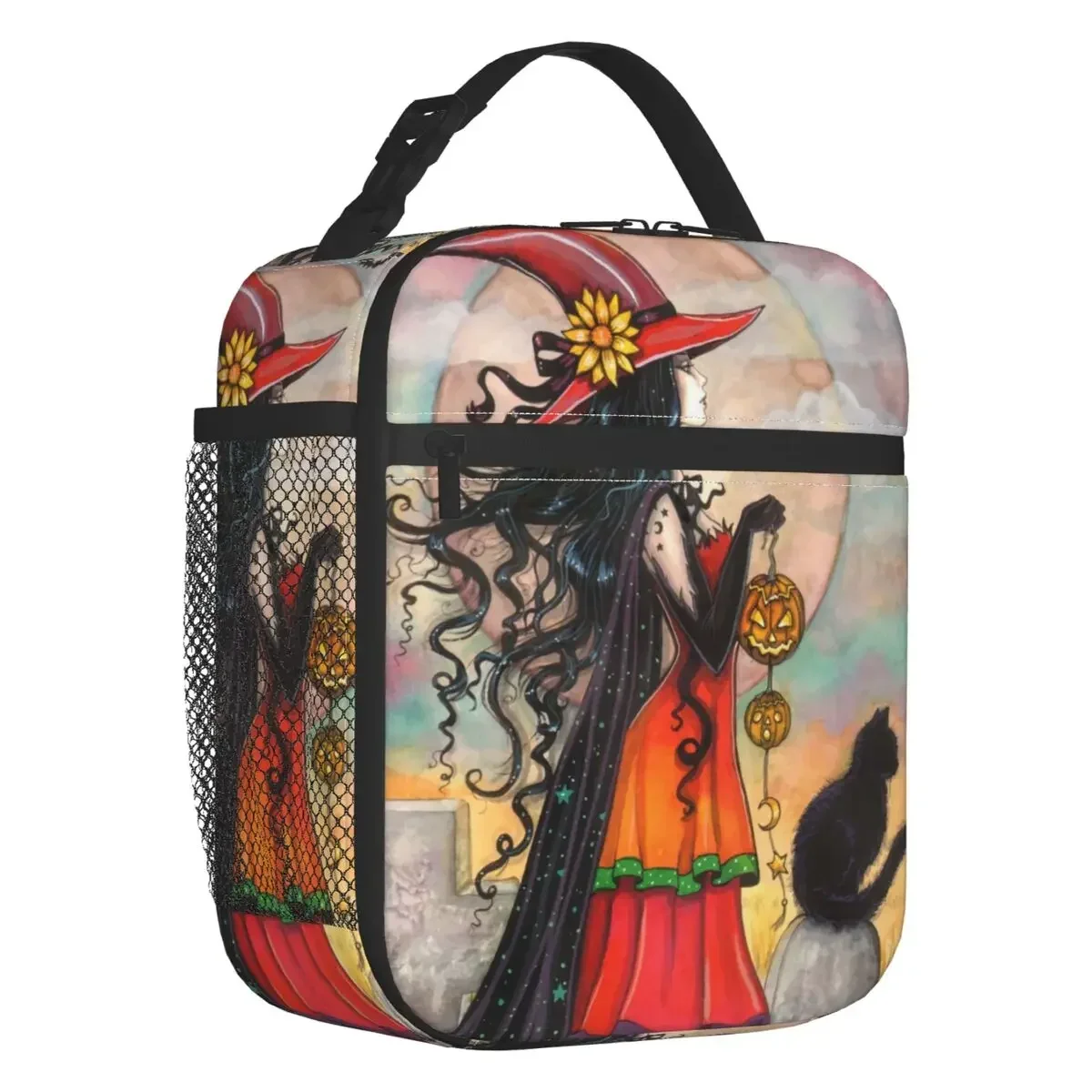 

Witch Pattern Insulated Lunch Tote Bag for Women Halloween Occult Gothic Magic Resuable Thermal Cooler Bento Box Kids School