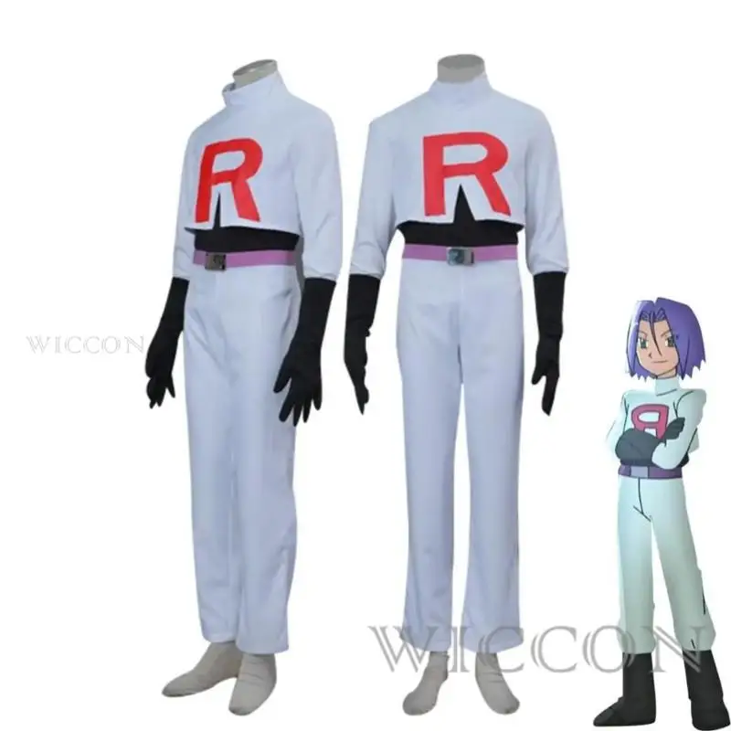 Costume Cosplay Anime per la squadra razzi adulti Jessie Musashi James Kojirou Costume Cosplay di Halloween Set completo accessori di gioco