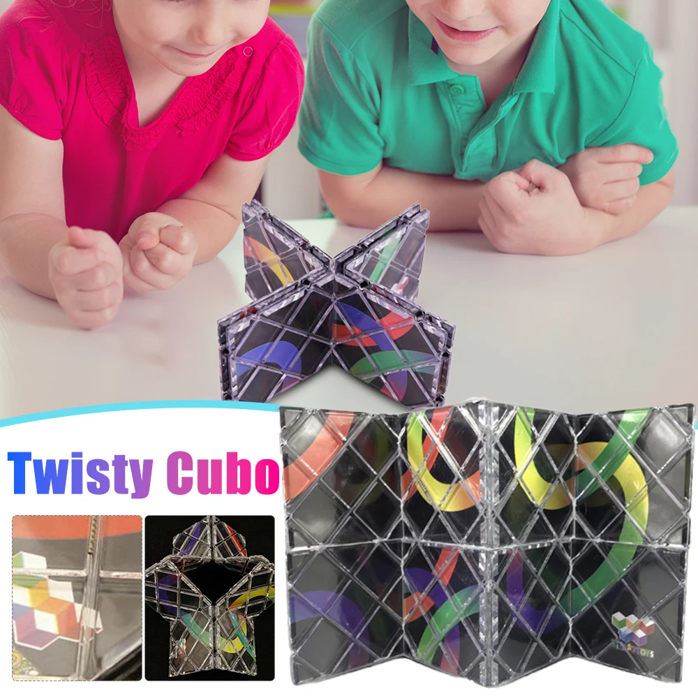 Twisty Cubo Magician Professional Cube Classic Toys Cube Puzzle Panel Puzzle Magic 8 Panels 3 Rings Folding Puzzle Cube Gifts