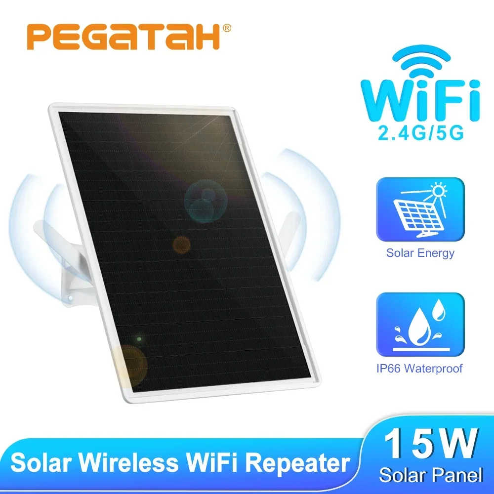 

15W Solar WiFi Router 300Mbps Router Signal Booster 20000mAh Outdoor Wireless Repeater for Solar Cameras Support 2.4G 5G WiFi