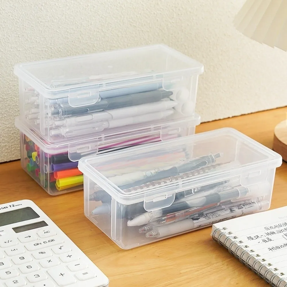 Transparent Desktop Storage Case Large Capacity Multifunctional Pencil Storage Box Eco-Friendly PP Dustproof