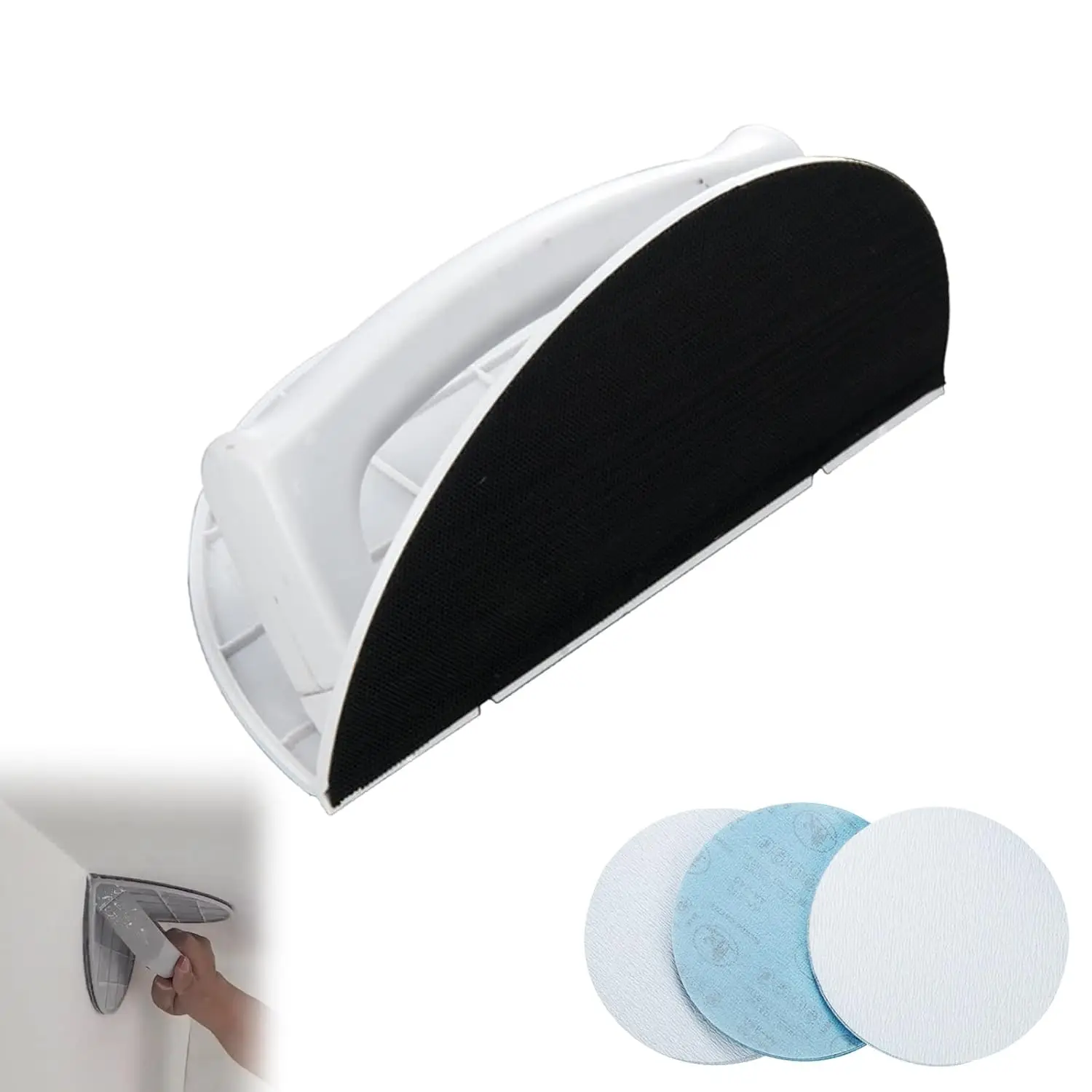 

Right Angle Semi-Circular Angle Sanding Tool, Multi-Functional Semi-Round Corner Sandpaper, Self-Adhesive Handheld Micro Detail