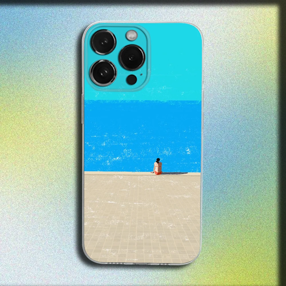 Casing Ponsel Seni David Hockney untuk iPhone 16,15,14,13,12,11 Plus,Pro,Max,XR,XS,X,Plus,SE,Sampul Lembut Transparan Mini