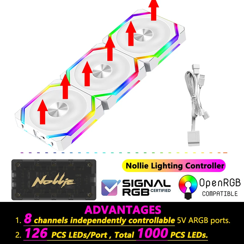 JUMPEAK CS120 ARGB Wentylator chłodzący 360 mm 240 mm Modułowe, sztaplowane, ciche wentylatory PWM 120 mm RGB do gier PC Chłodnica wodna — zdjęcie produktu 9