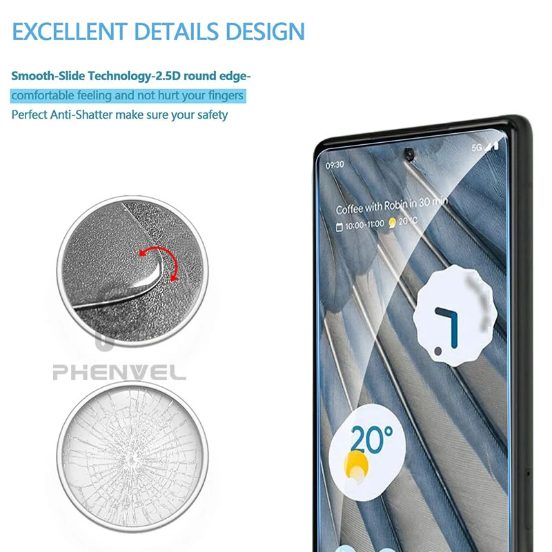 Полностью прозрачное закаленное стекло для защиты экрана Google Pixel 7A 6A 7 6 8A 8 Pro, противоударное защитное стекло