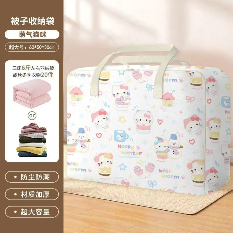  Hello Kitty Large Capacity Travel Bag Durable Duffle Bag Cartoon Printing for Clothes Quilts Storage Bag