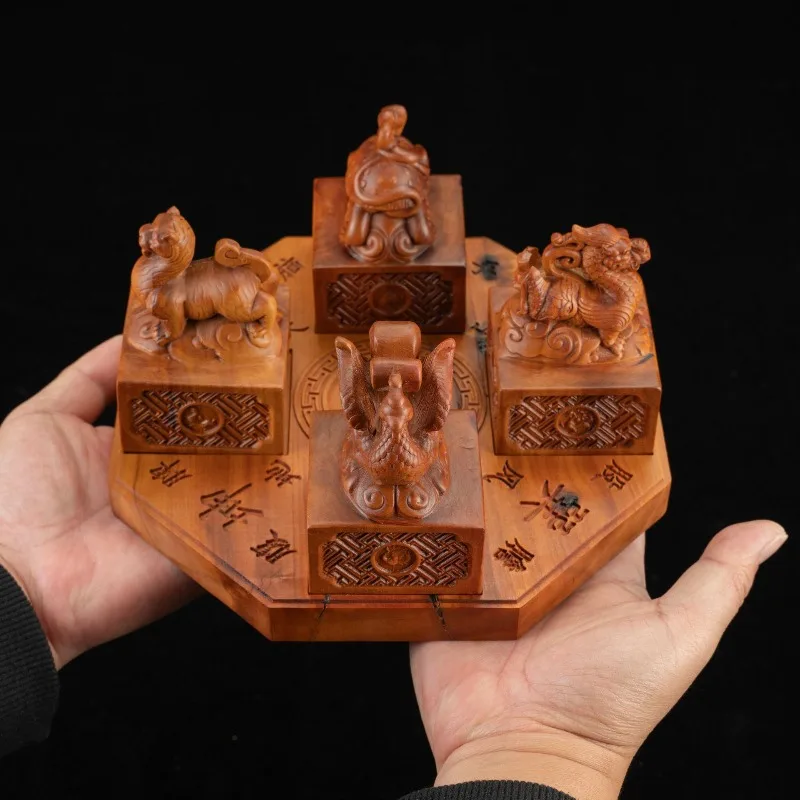 Lightning strikes the base of the jujube four-elephant plate, which can process any printed Taoist supplies